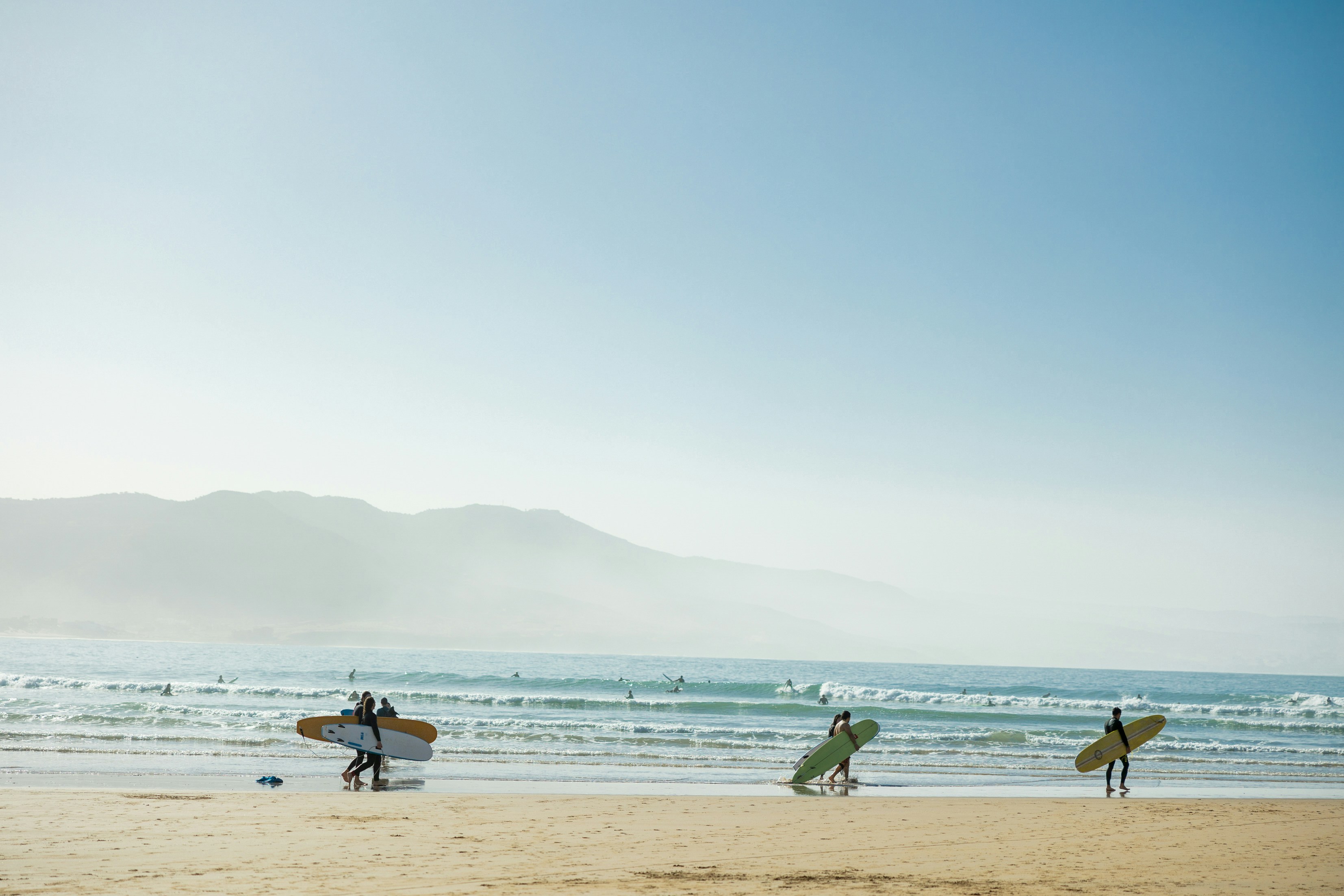Surfers in the water.
